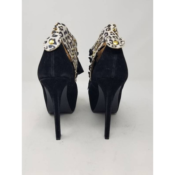 Ermax Womens Stiletto Heels Black Animal Print 8 - Picture 2 of 12